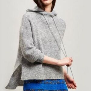 Ganni Gray Callahan Mohair hoodie sweater